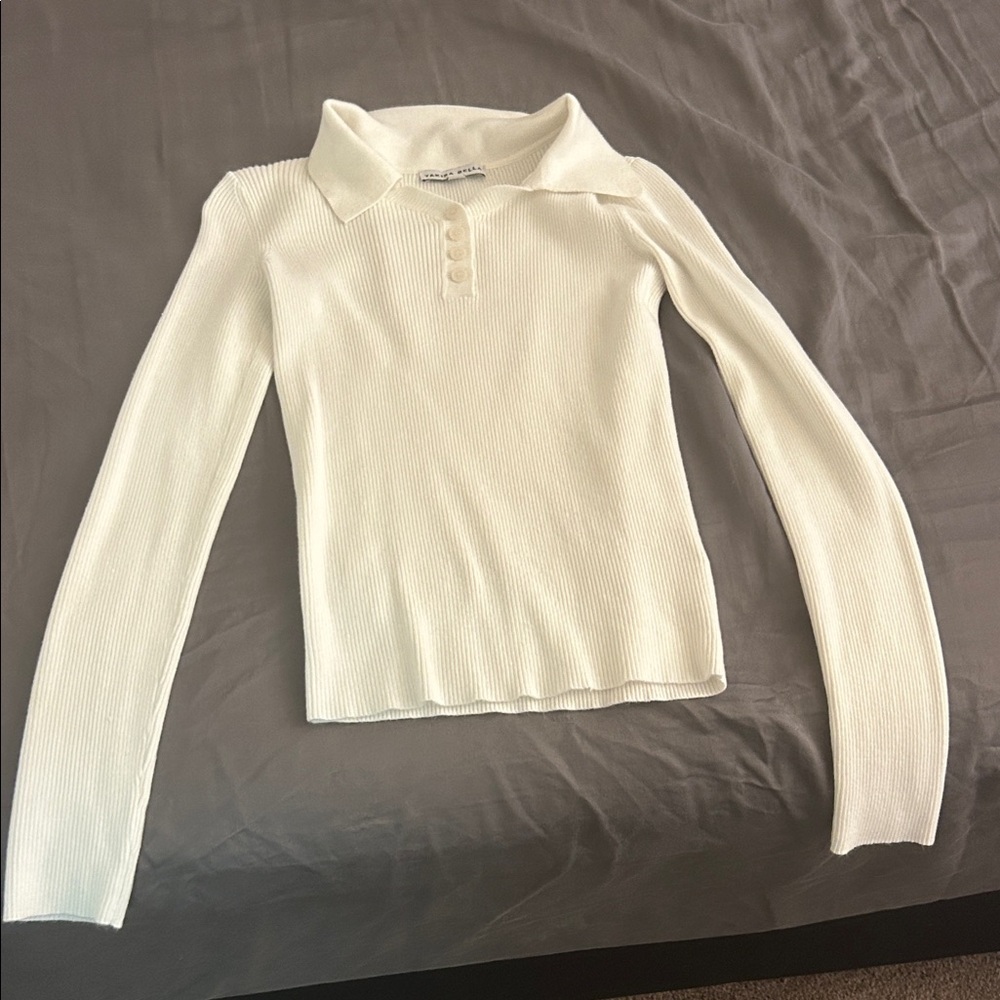 Chic White Ribbed Button Down Shirt
